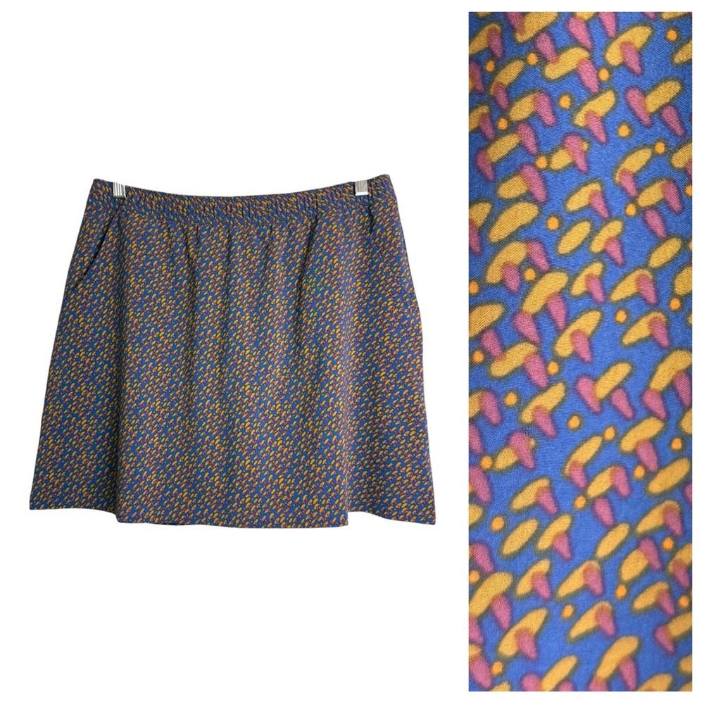 Toad&Co Blue Patterned Skort with Yellow and Pink Accents